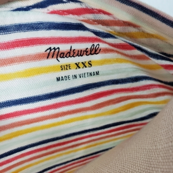 MADEWELL Women's  Whisper Cotton Crewneck Tee Rainbow Stripe Twee Sz XXS - Picture 7 of 7